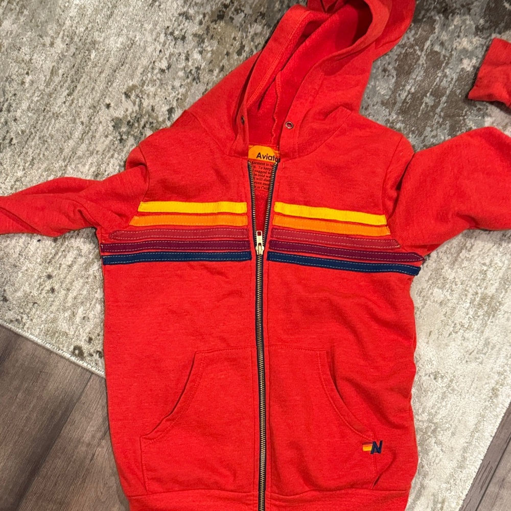 Aviator Nation Kids Hoodie with Red and Orange Stripes